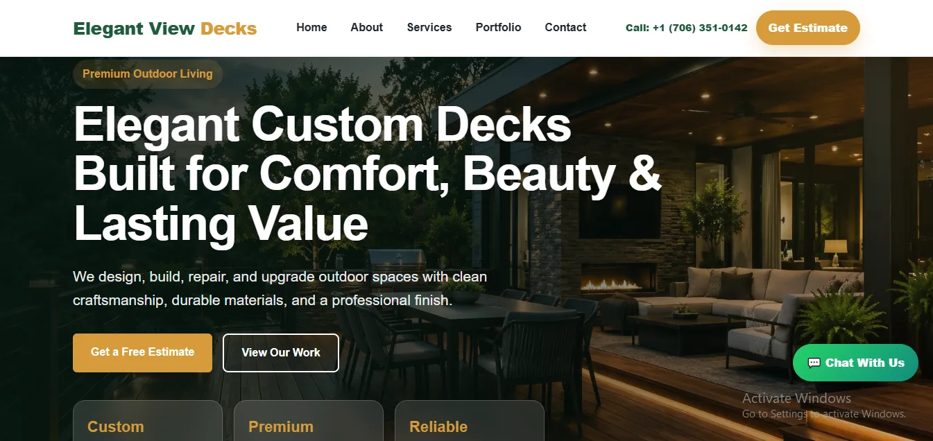 Elegant View Decks – Outdoor Living & Deck Construction Website